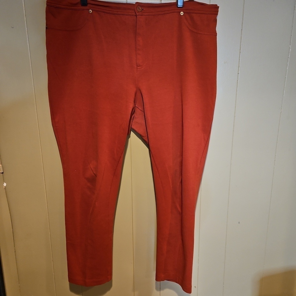 Issac Mizrahi Live Rust Red Stretch Pants Size 14 - Skinny-fit, Comfort
